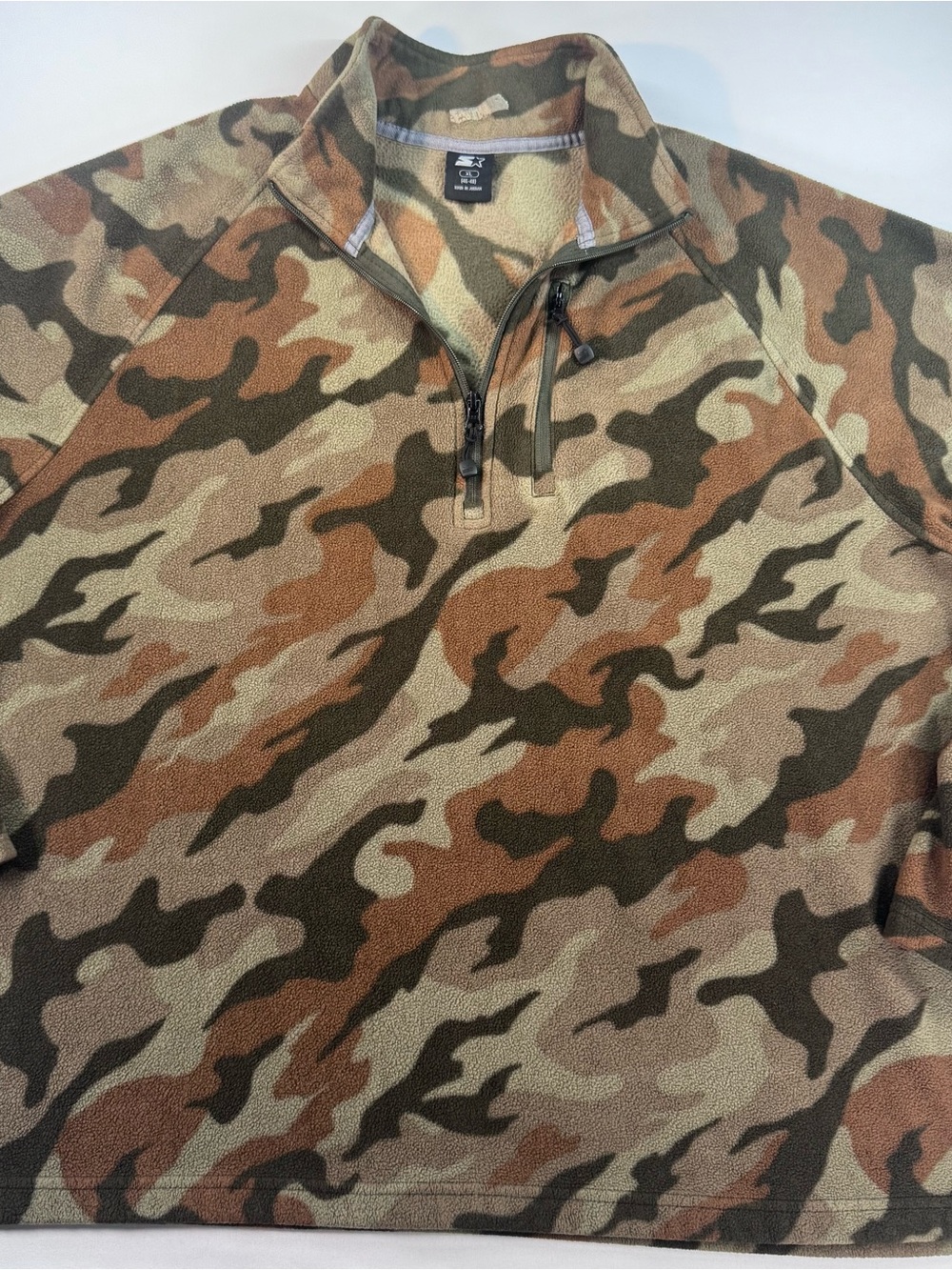 STARTER Men’s Camo Fleece 1/4-Zip  Pullover,VTG, Y2K, Stand-up Collar, Size XL